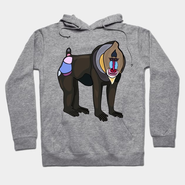 Mandrill cartoon illustration Hoodie by Miss Cartoon